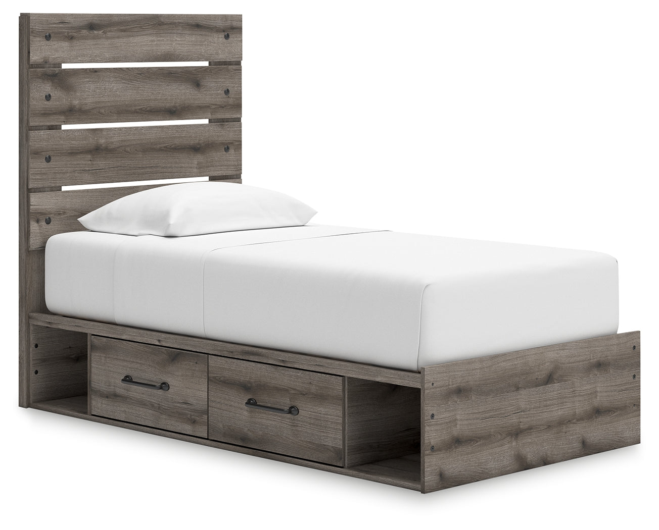 Graystorm Twin Panel Storage Bed with Dresser and Nightstand in Brown Gray from Ashley - Luna Furniture