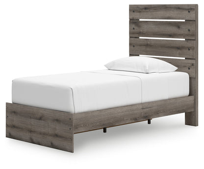 Graystorm Twin Panel Storage Bed with Mirrored Dresser, Chest and 2 Nightstands in Brown Gray from Ashley - Luna Furniture