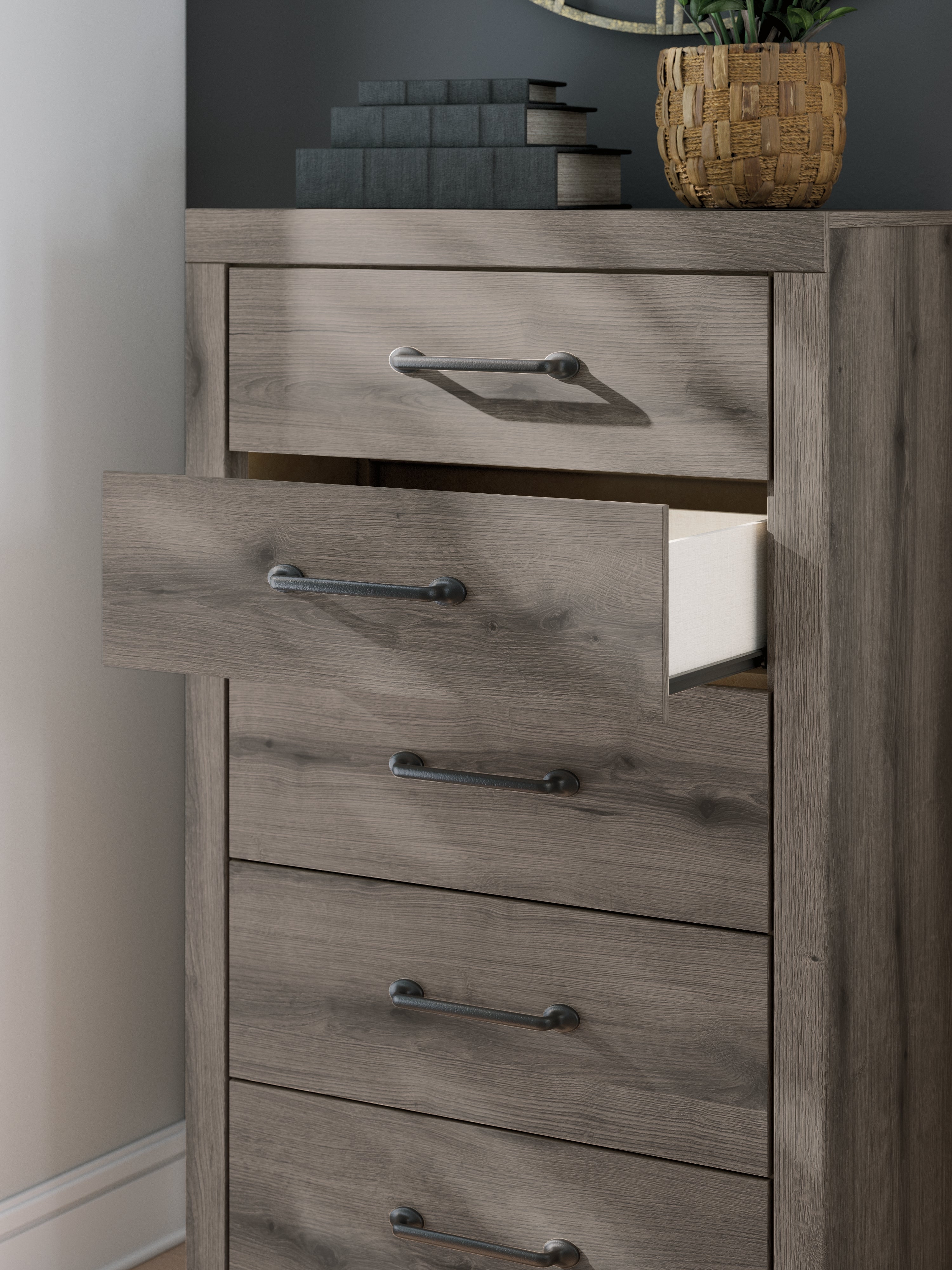 Graystorm Twin Panel Storage Bed with Mirrored Dresser, Chest and 2 Nightstands in Brown Gray from Ashley - Luna Furniture