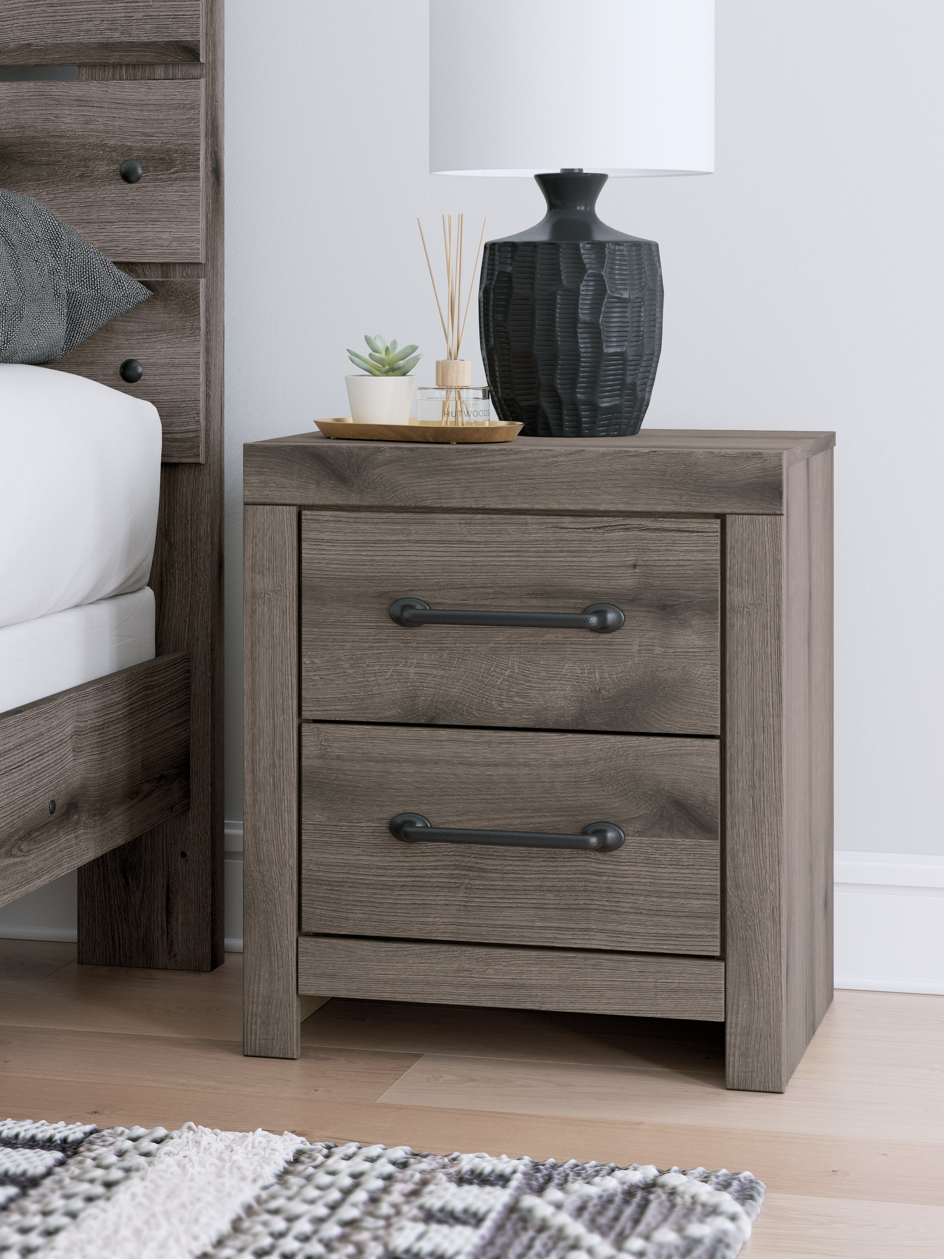 Graystorm Twin Panel Storage Bed with Mirrored Dresser, Chest and 2 Nightstands in Brown Gray from Ashley - Luna Furniture