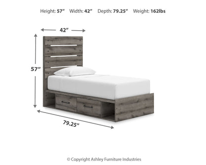 Graystorm Twin Panel Storage Bed with Mirrored Dresser, Chest and Nightstand in Brown Gray from Ashley - Luna Furniture