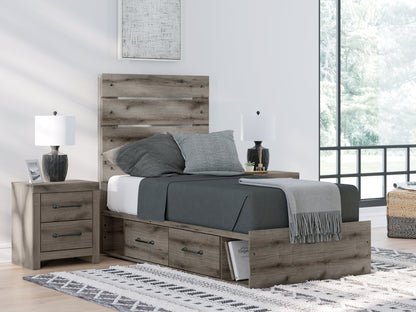 Graystorm Twin Panel Storage Bed with Mirrored Dresser, Chest and Nightstand in Brown Gray from Ashley - Luna Furniture