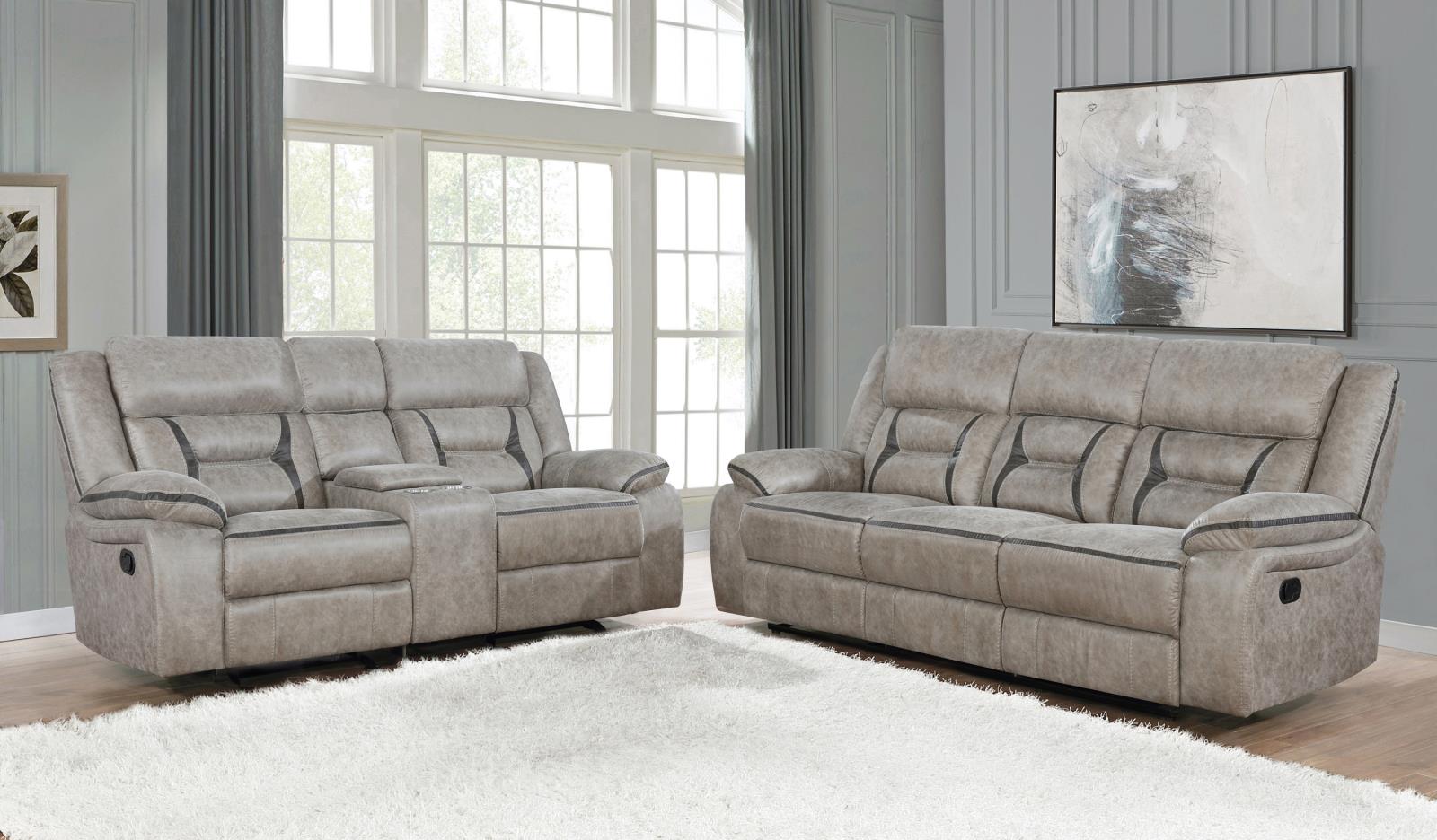 Greer Taupe Upholstered 2-Piece Tufted Living Room Set from Coaster - Luna Furniture