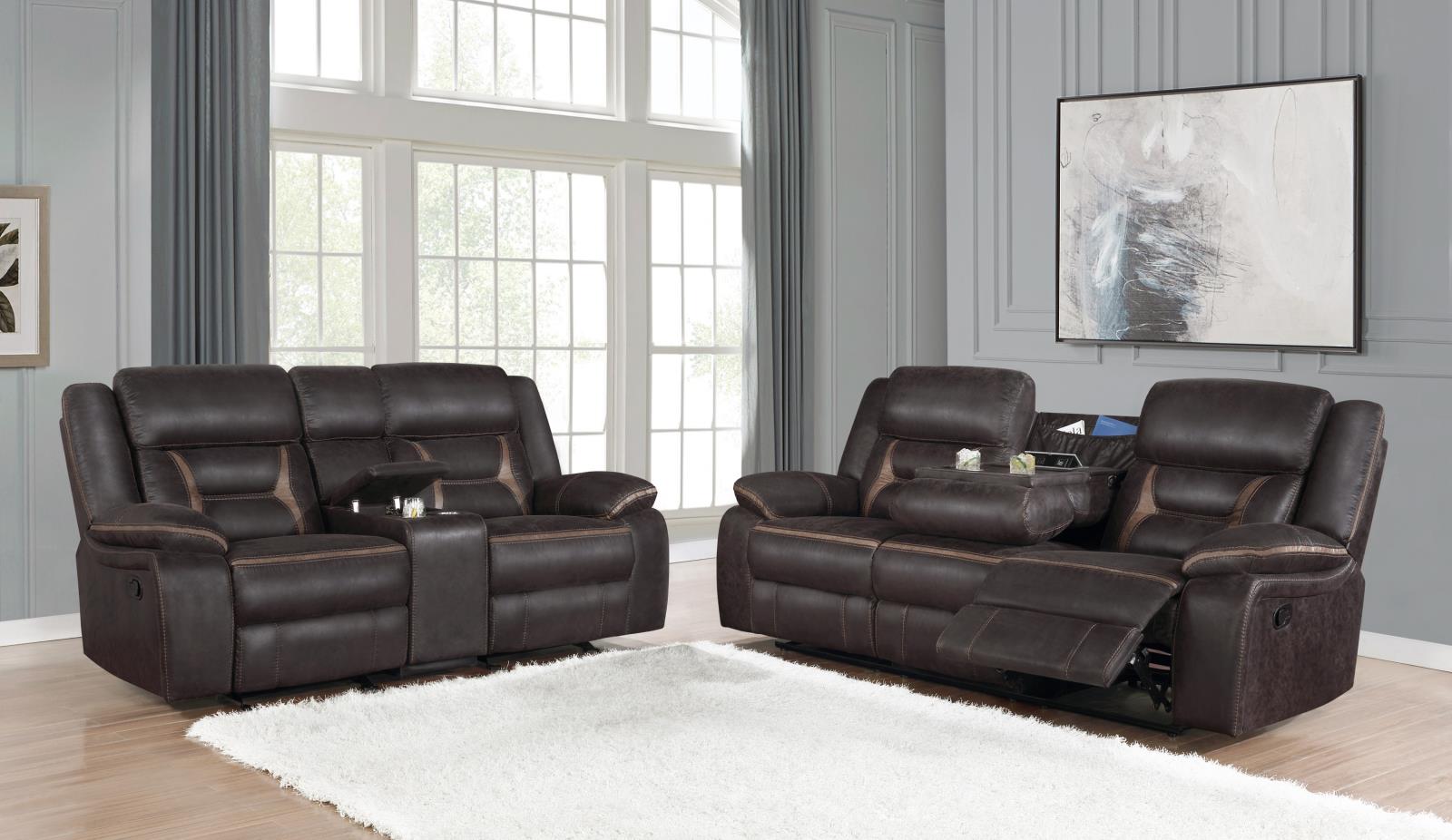 Greer Brown Upholstered 2-Piece Tufted Living Room Set from Coaster - Luna Furniture