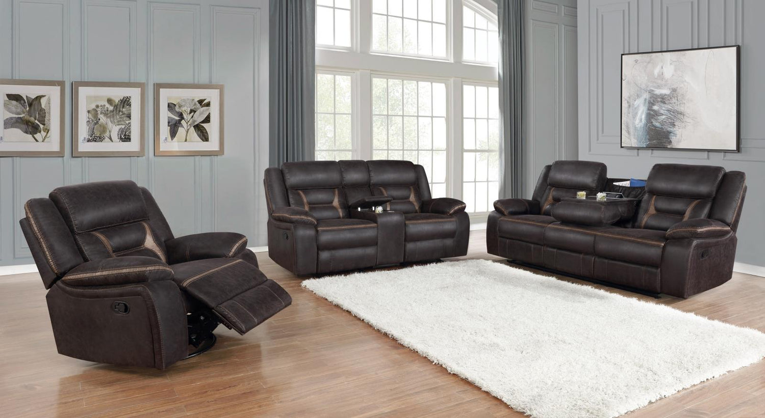 Greer Brown Upholstered 3-Piece Tufted Living Room Set from Coaster - Luna Furniture