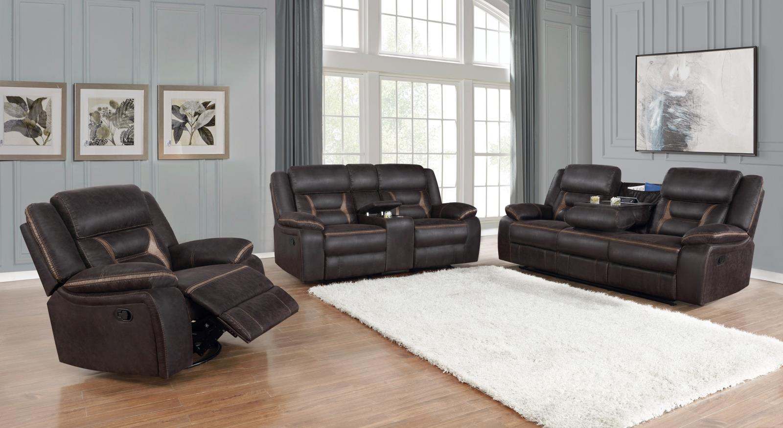 Greer Brown Upholstered 3-Piece Tufted Living Room Set from Coaster - Luna Furniture