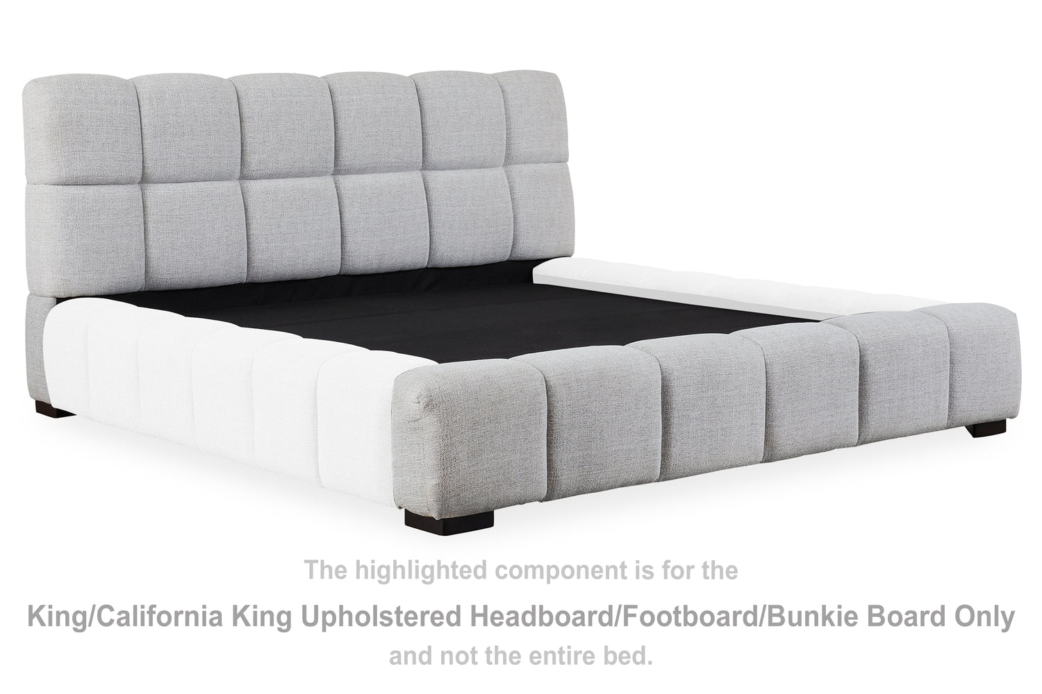 Grendusk Light Gray King/California King Upholstered Headboard/Footboard/Bunkie Board - PCB584-82