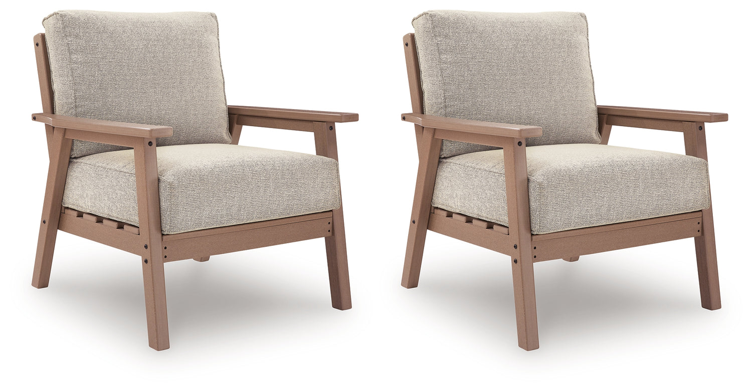 Grover Beach Driftwood Outdoor Lounge Chair with Cushion (Set of 2) - PCP422-820