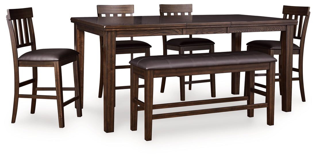Haddigan Counter Height Dining Table and 4 Barstools and Bench in Dark Brown from Ashley - Luna Furniture