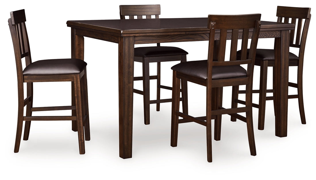 Haddigan Counter Height Dining Table and 4 Barstools in Dark Brown from Ashley - Luna Furniture