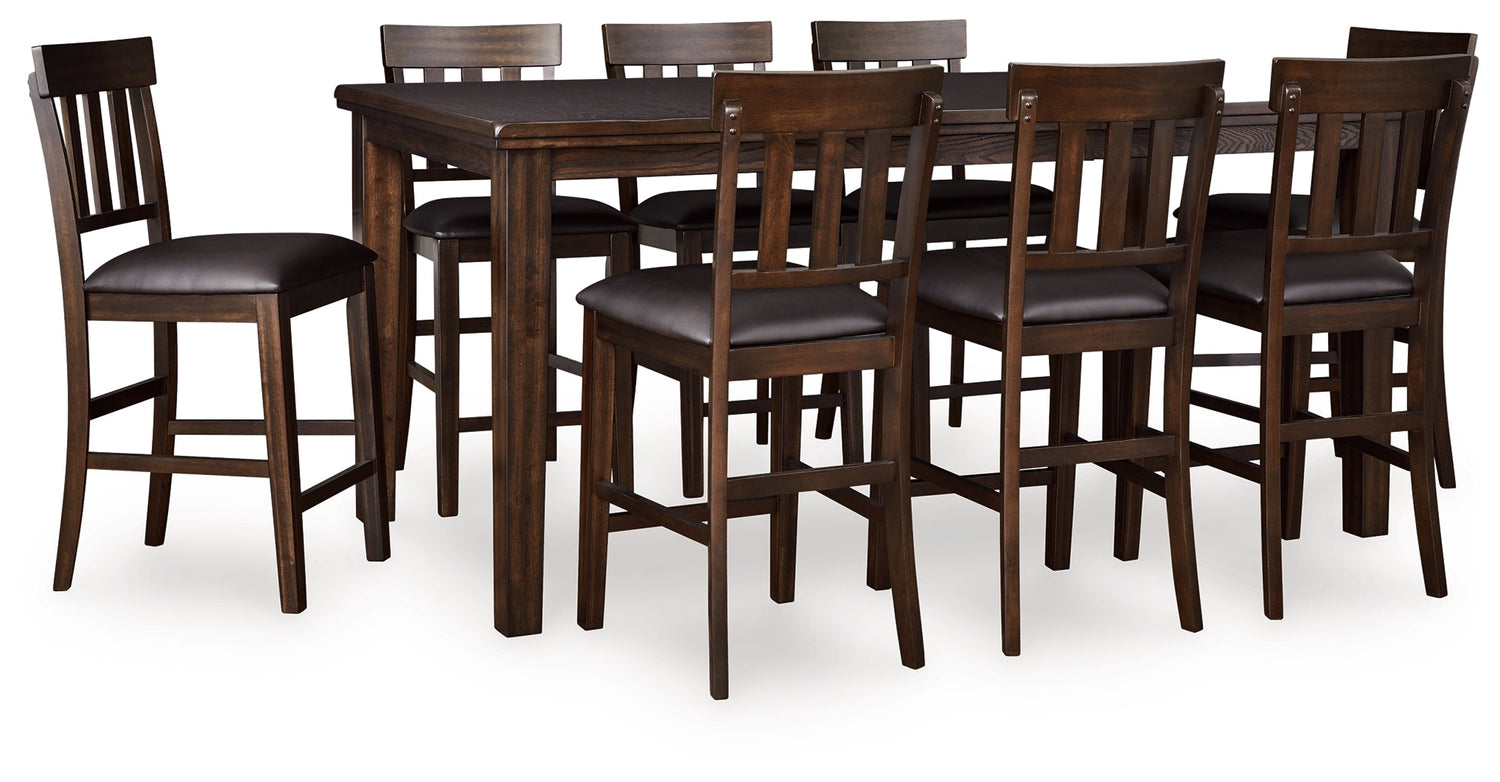 Haddigan Counter Height Dining Table and 8 Barstools in Dark Brown from Ashley - Luna Furniture