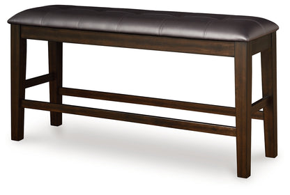 Haddigan Dark Brown Counter Height Dining Bench - D596-09
