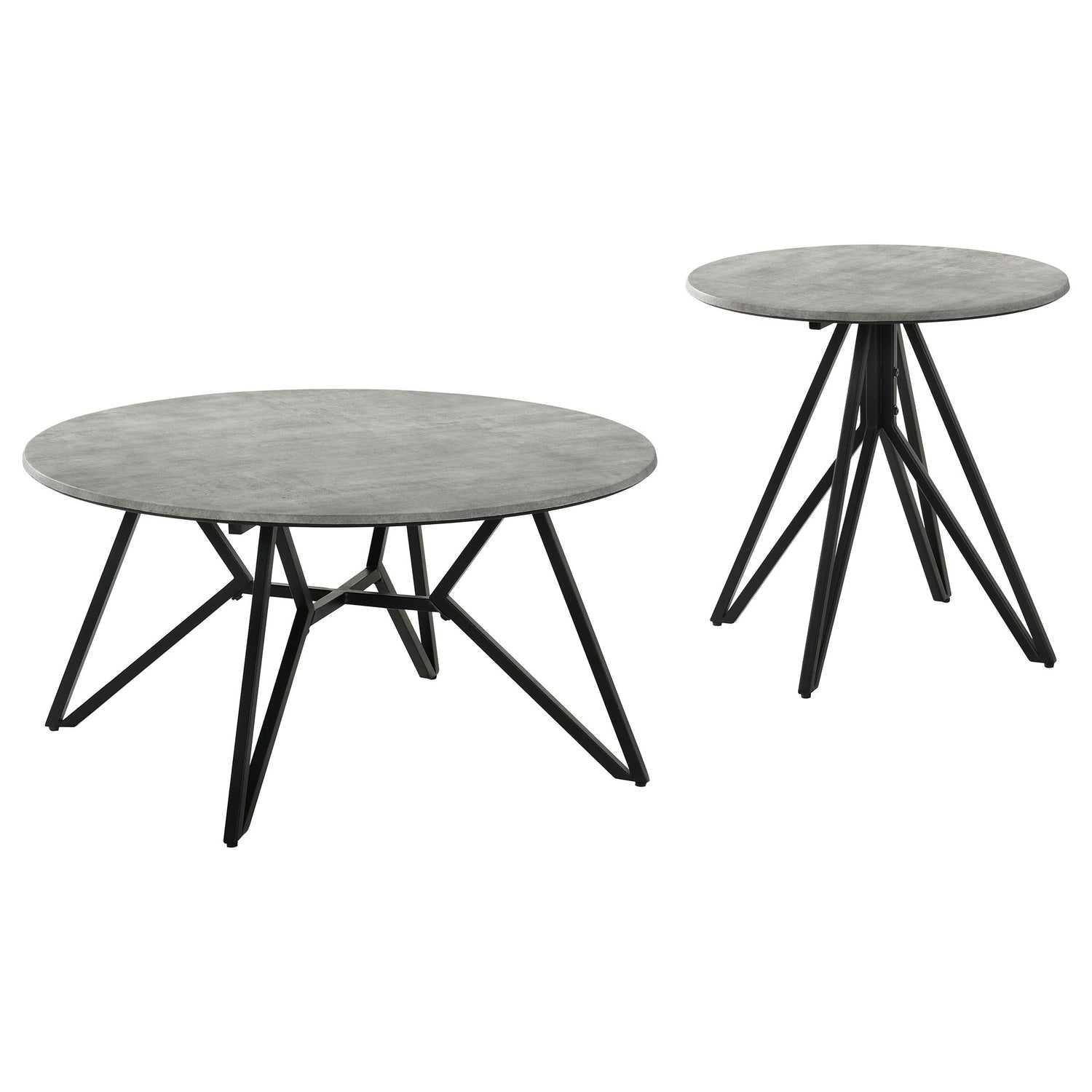 Hadi 2-piece Round SmartTop Coffee and End Table Set Cement - 736178-S2