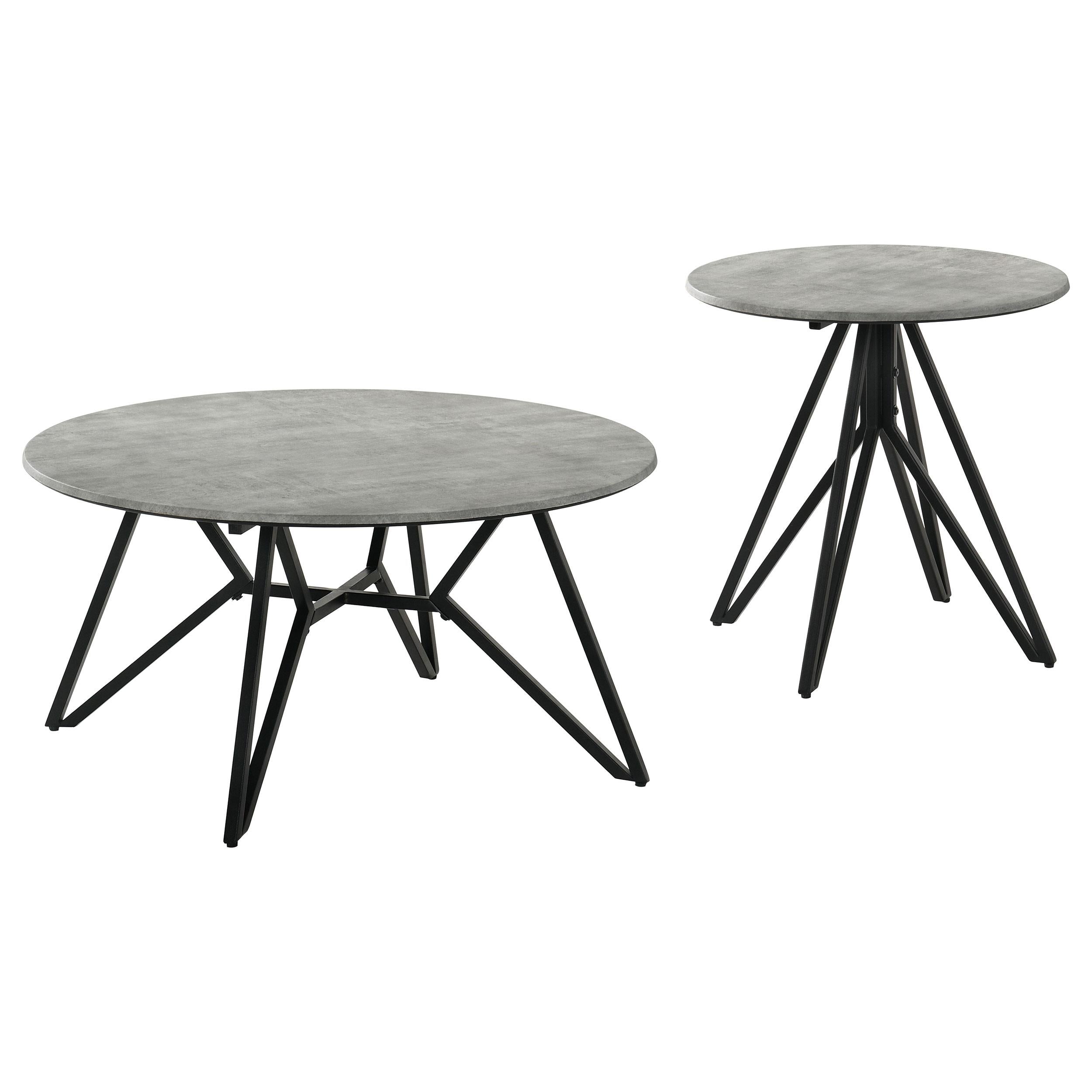 Hadi 2-piece Round SmartTop Coffee and End Table Set Cement - 736178-S2