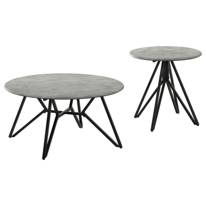 Hadi 2-piece Round SmartTop Coffee and End Table Set Cement - 736178-S2
