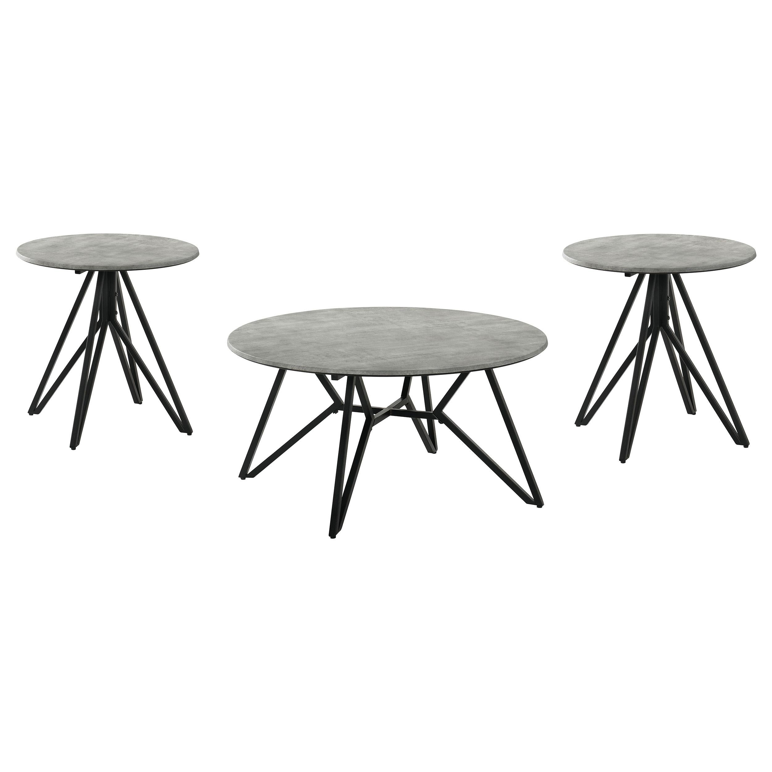 Hadi 3-piece Round SmartTop Coffee and End Table Set Cement - 736178-S3