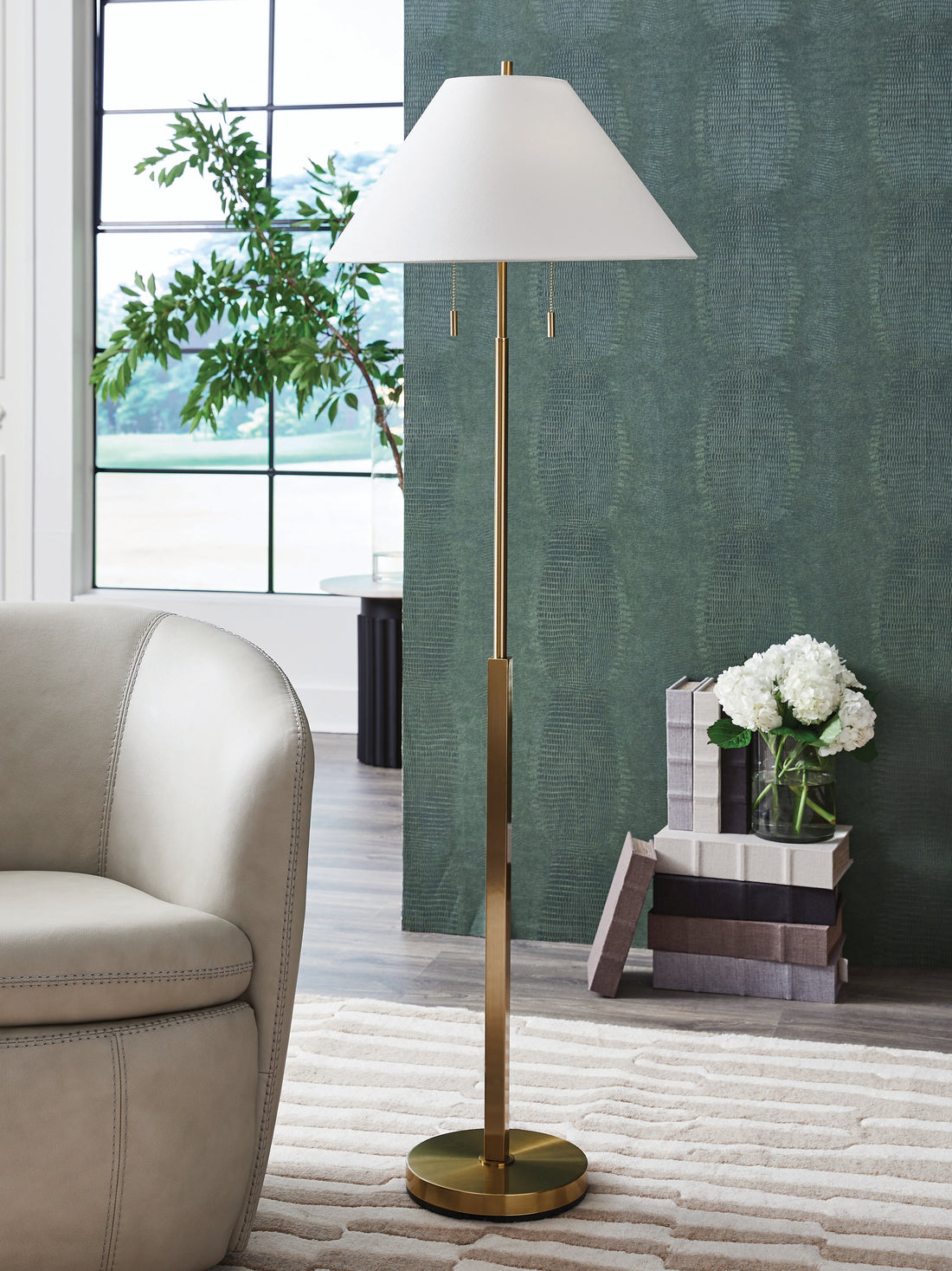 Haigwood Gold Finish Floor Lamp - L208471
