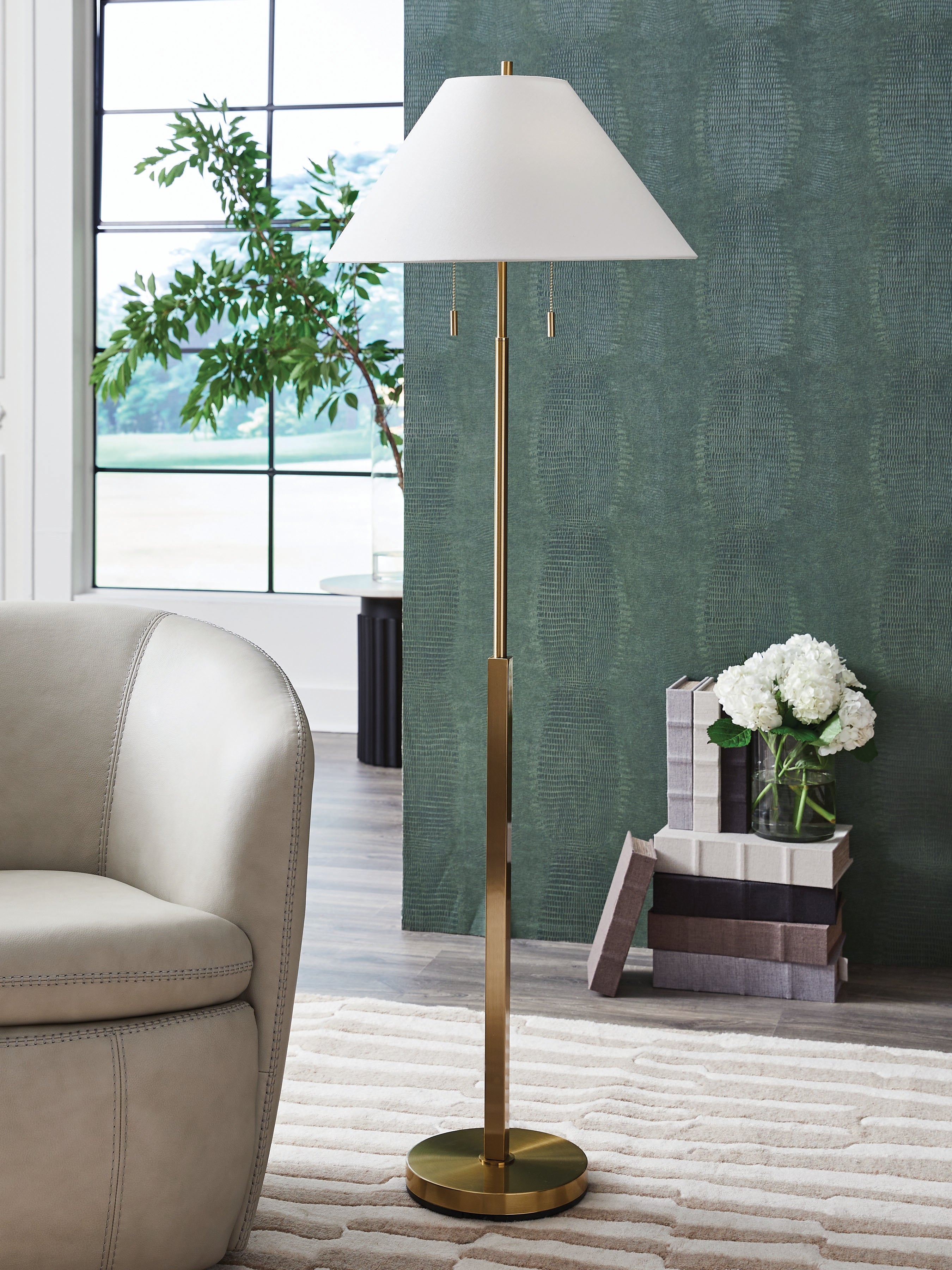 Haigwood Gold Finish Floor Lamp - L208471