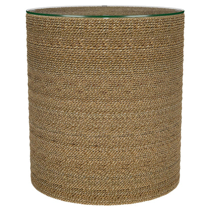Halden Round Woven Seagrass Accent Side Table Light Brown - 930270