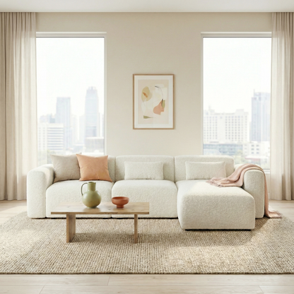 Haledon 3-Piece Sand Boucle Right Sectional Sofa - SEC04504002