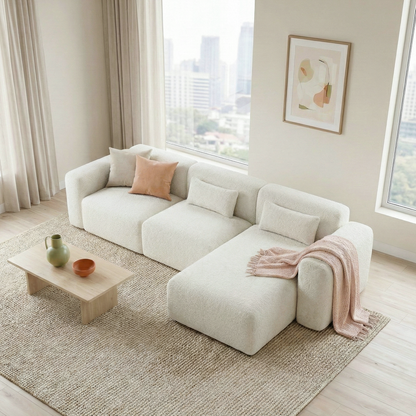 Haledon 3-Piece Sand Boucle Right Sectional Sofa - SEC04504002