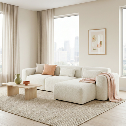 Haledon 3-Piece Sand Boucle Right Sectional Sofa - SEC04504002