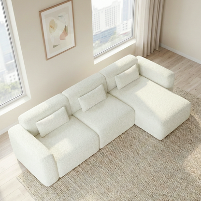 Haledon 3-Piece Sand Boucle Right Sectional Sofa - SEC04504002