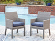 Half Moon Beach Blue/Gray Outdoor Arm Chair with Cushion (Set of 2) - PCP418-601A