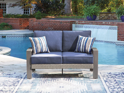 Half Moon Beach Blue/Gray Outdoor Loveseat with Cushion - PCP418-835