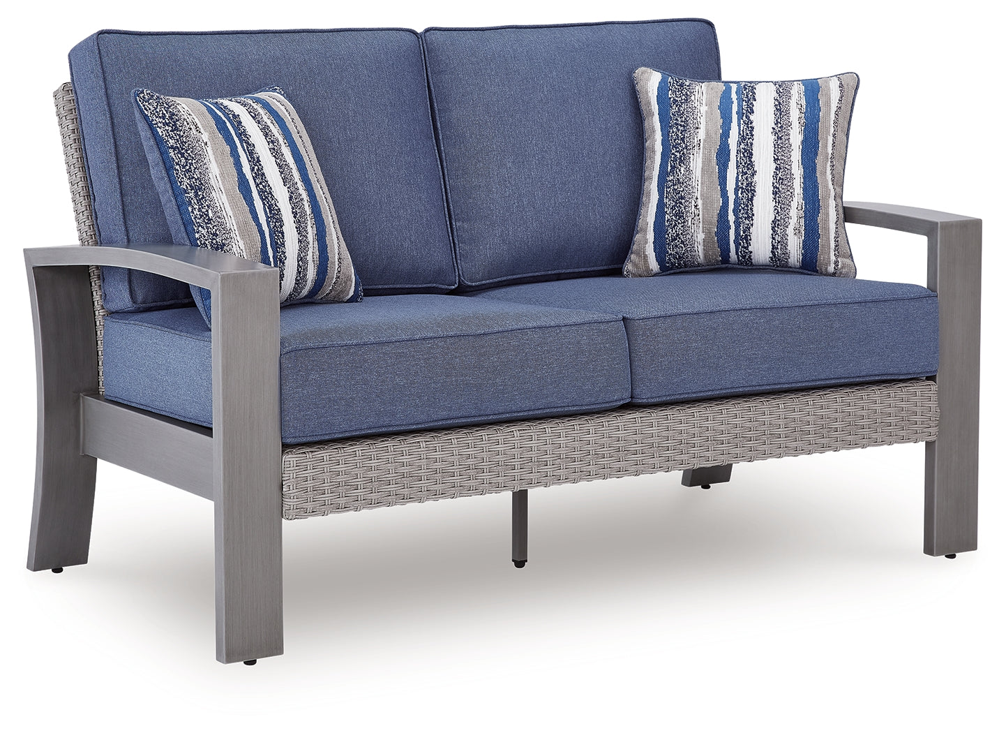 Half Moon Beach Blue/Gray Outdoor Loveseat with Cushion - PCP418-835
