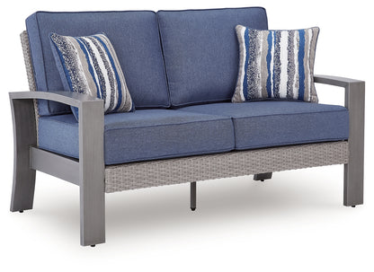 Half Moon Beach Blue/Gray Outdoor Loveseat with Cushion - PCP418-835
