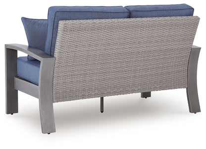 Half Moon Beach Blue/Gray Outdoor Loveseat with Cushion - PCP418-835