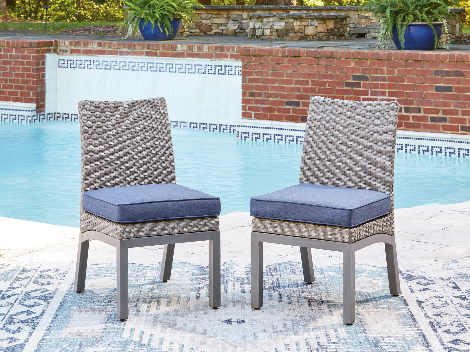 Half Moon Beach Blue/Gray Outdoor Side Chair with Cushion (Set of 2) - PCP418-601