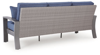 Half Moon Beach Blue/Gray Outdoor Sofa with Cushion - PCP418-838