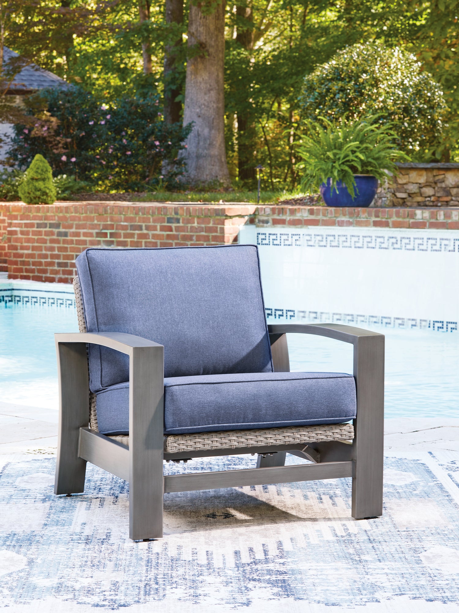 Half Moon Beach Blue/Gray Outdoor Spring Lounge Chair - PCP418-820