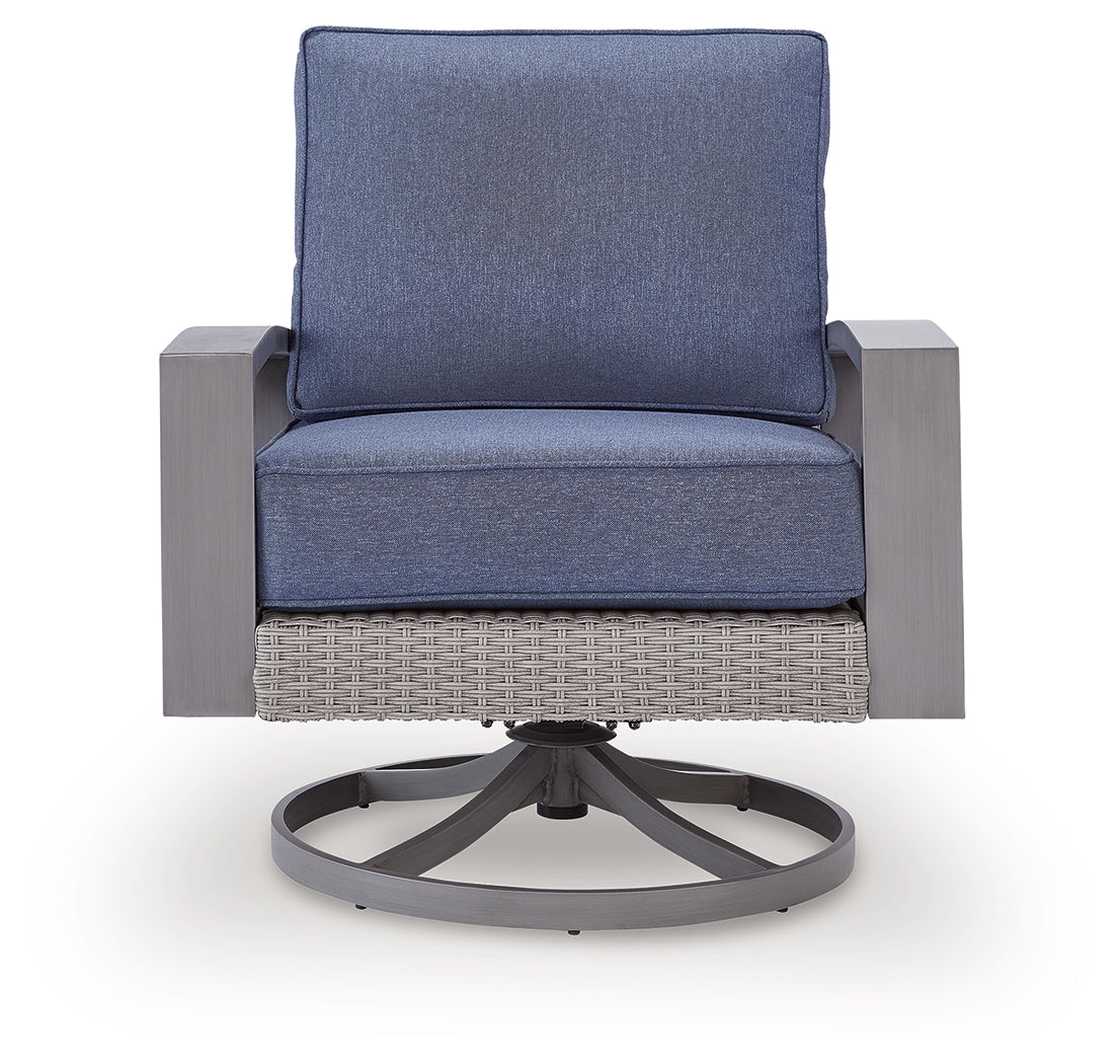 Half Moon Beach Blue/Gray Outdoor Swivel Lounge Chair with Cushion - PCP418-821