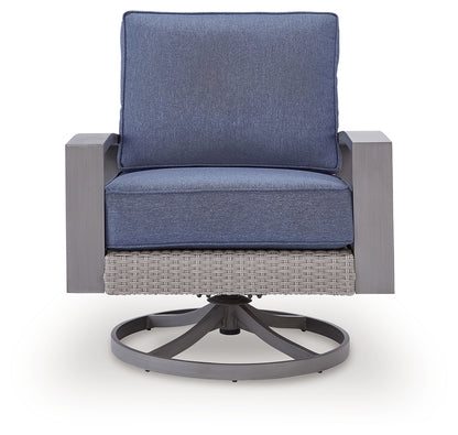 Half Moon Beach Blue/Gray Outdoor Swivel Lounge Chair with Cushion - PCP418-821