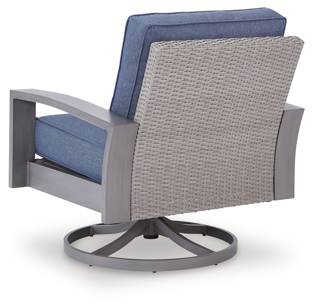 Half Moon Beach Blue/Gray Outdoor Swivel Lounge Chair with Cushion - PCP418-821