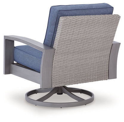 Half Moon Beach Blue/Gray Outdoor Swivel Lounge Chair with Cushion - PCP418-821