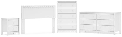 Hallityn Full Panel Headboard with Dresser, Chest and Nightstand in White - PKG018835