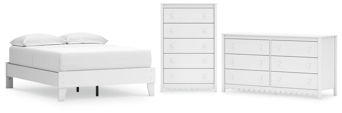 Hallityn Full Platform Bed with Dresser and Chest in White - PKG018818