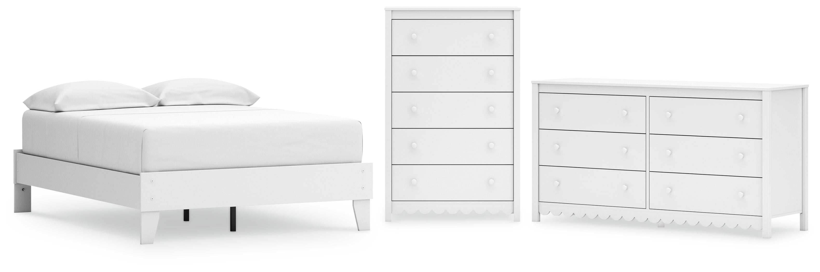 Hallityn Full Platform Bed with Dresser and Chest in White - PKG018818