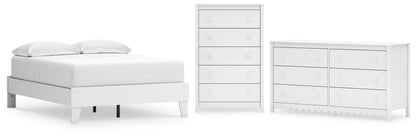 Hallityn Full Platform Bed with Dresser and Chest in White - PKG018818