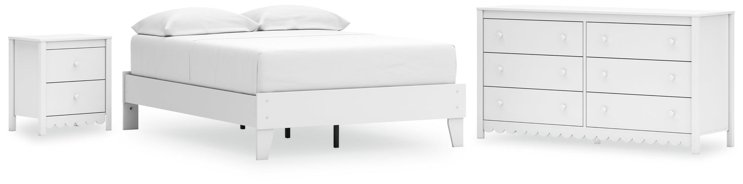 Hallityn Full Platform Bed with Dresser and Nightstand in White - PKG018817