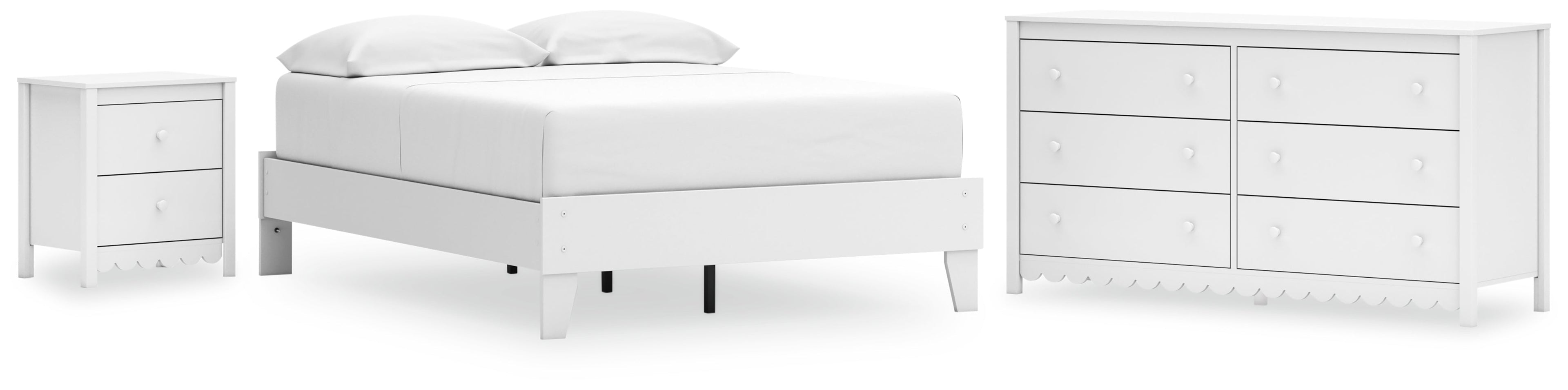 Hallityn Full Platform Bed with Dresser and Nightstand in White - PKG018817
