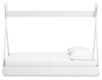 Hallityn Full Tent Bed with Dresser, Chest and 2 Nightstands in White - PKG019029