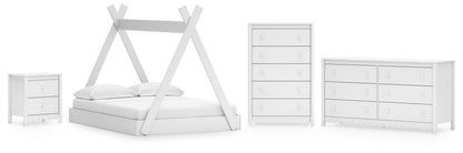 Hallityn Full Tent Bed with Dresser, Chest and Nightstand in White - PKG018827