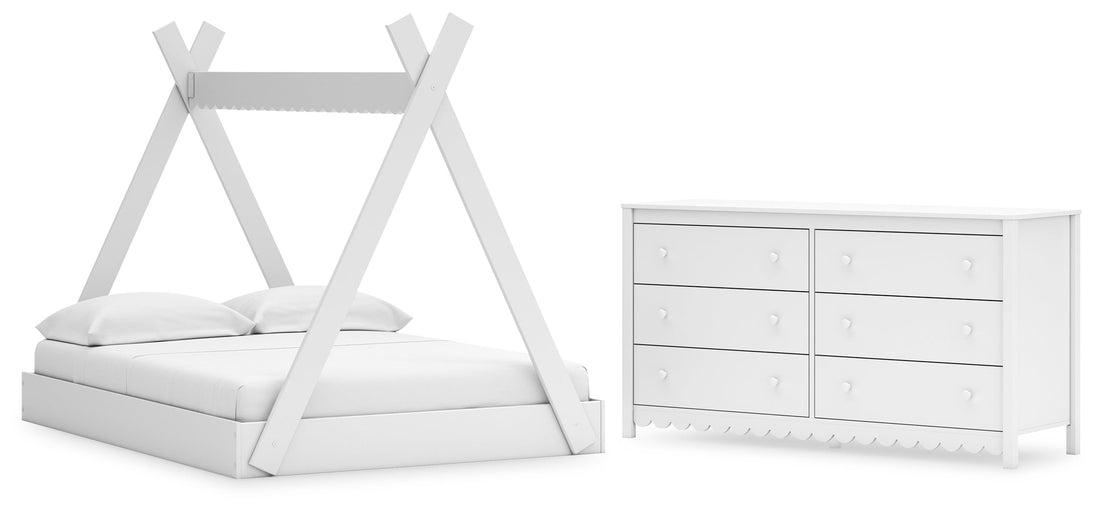Hallityn Full Tent Bed with Dresser in White - PKG018824