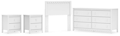 Hallityn Twin Panel Headboard with Dresser and 2 Nightstands in White - PKG019031