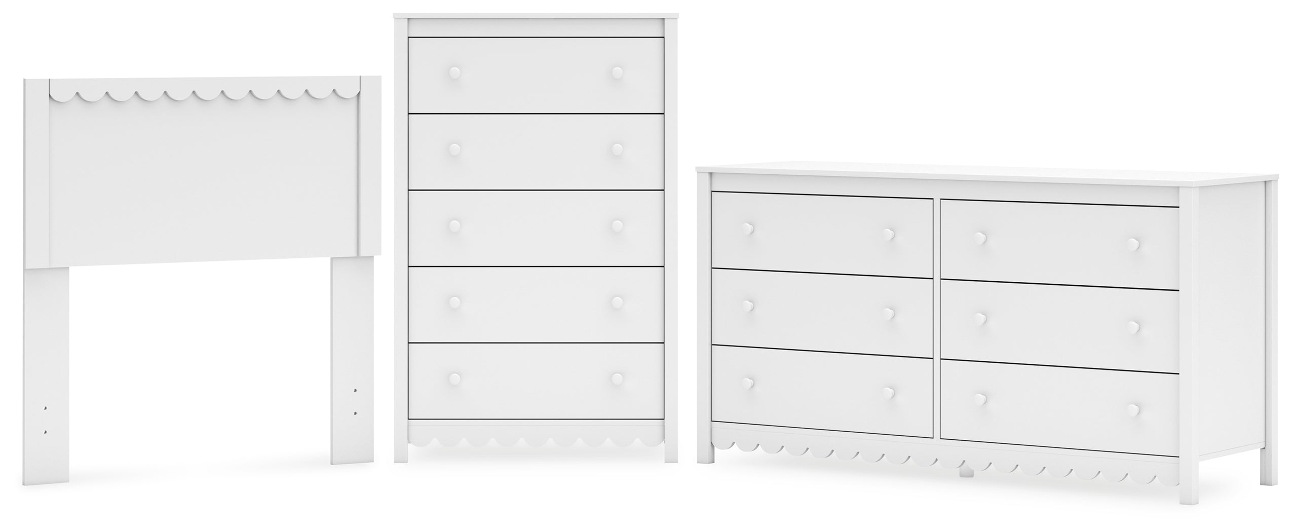 Hallityn Twin Panel Headboard with Dresser and Chest in White - PKG018830